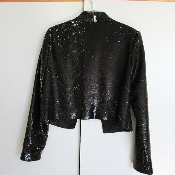 GDM Paris Black Sequin Open Crop Jacket - Picture 3 of 10